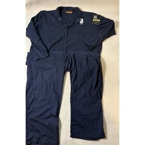 Berne Coveralls Mens 4XL Tall Blue Work Garage Mechanic Snap Zip Up Pockets NWT